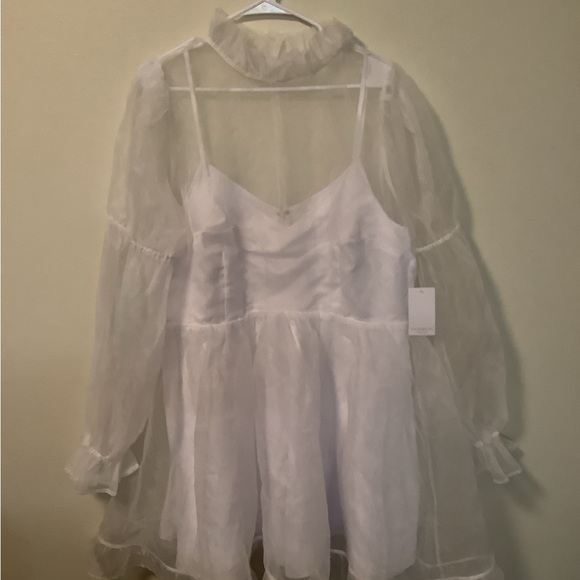 Bridal Eloquii NWT white romantic fairy princess organza ruffle mini dress SZ 18 - Picture 4 of 15